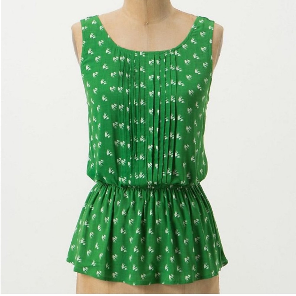 Anthropologie Sparrow Tie Neck Peplum Top